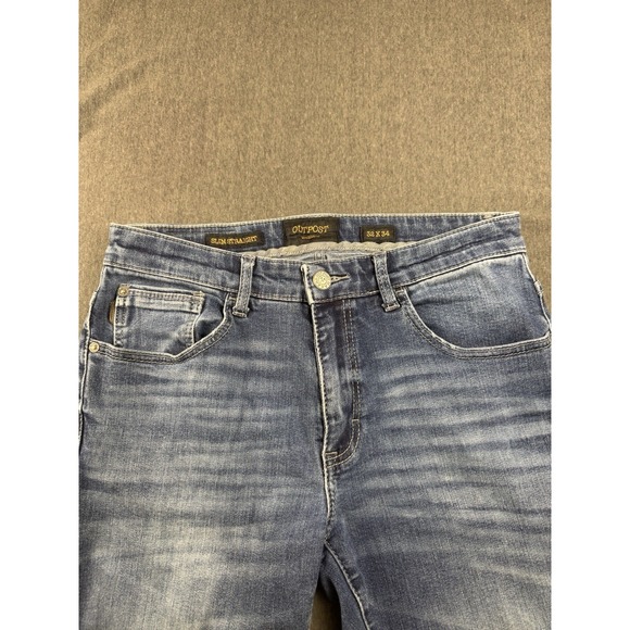 Buckle Outpost Makers Slim Straight Leg Jeans Mens 32x34 Dark Blue Stretch Denim - Picture 1 of 10